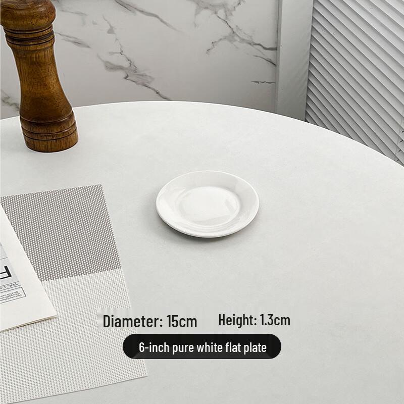 Molona 6-inch Pure White Ceramic Flat Dinner Plates (50-Pack)