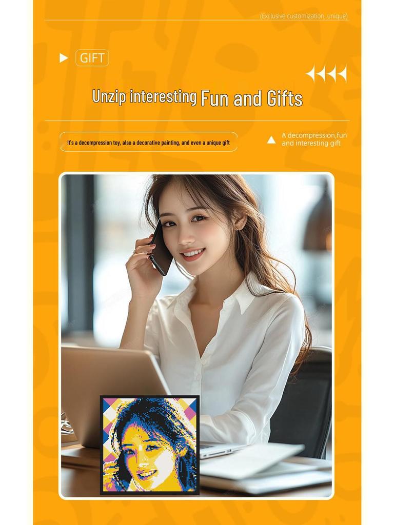 Creative Pixel Art DIY LEGO-Compatible Mosaic Photo Frame Gift for Friends - MOC Portrait Building Blocks