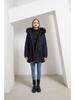 Warm Fluffy Winter Jacket Medium Long Hooded Collar Parker Coat Cotton Zipper Coat