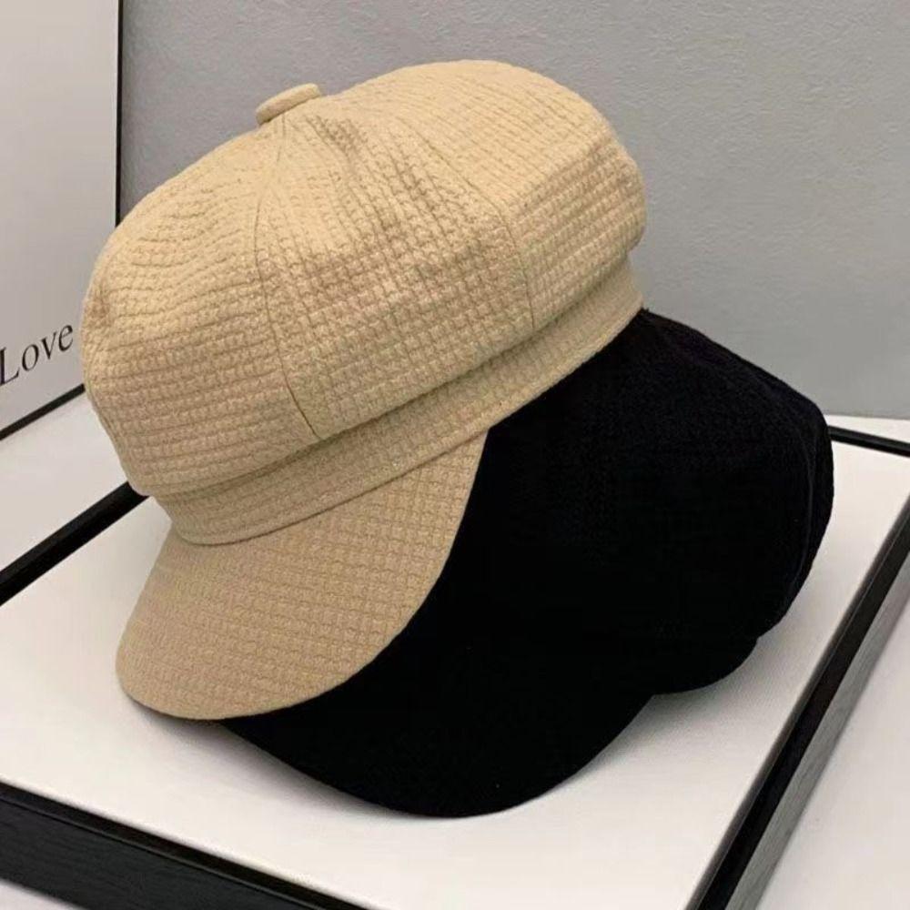 Casual Wear Octagonal Women Berets Retro Winter Accessories Visors Cap Soft Fabric Buckets Hat Autumn Winter