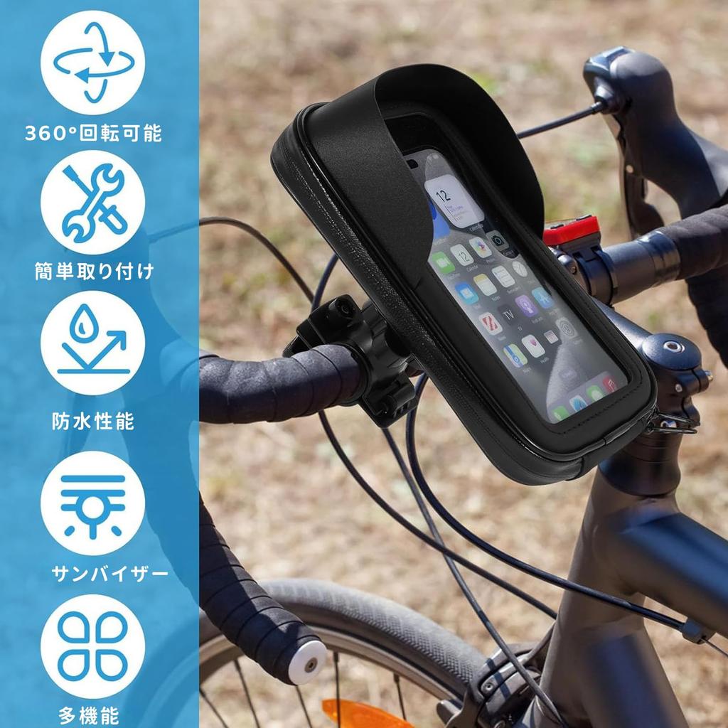 Alip Moped Smartphone Motorcycle Smartphone Bicycle Smartphone Holder with Helmet Waterproof and Bicycle Smartphone Stand with Multifunctional