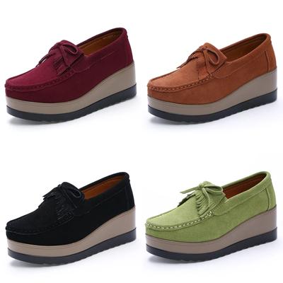 Lusso 2024 Primavera Autunno Donna Camoscio Vera Pelle Zeppa Scarpe Lady Mocassini Dolci Nappine Slip-on Platform Mocassini