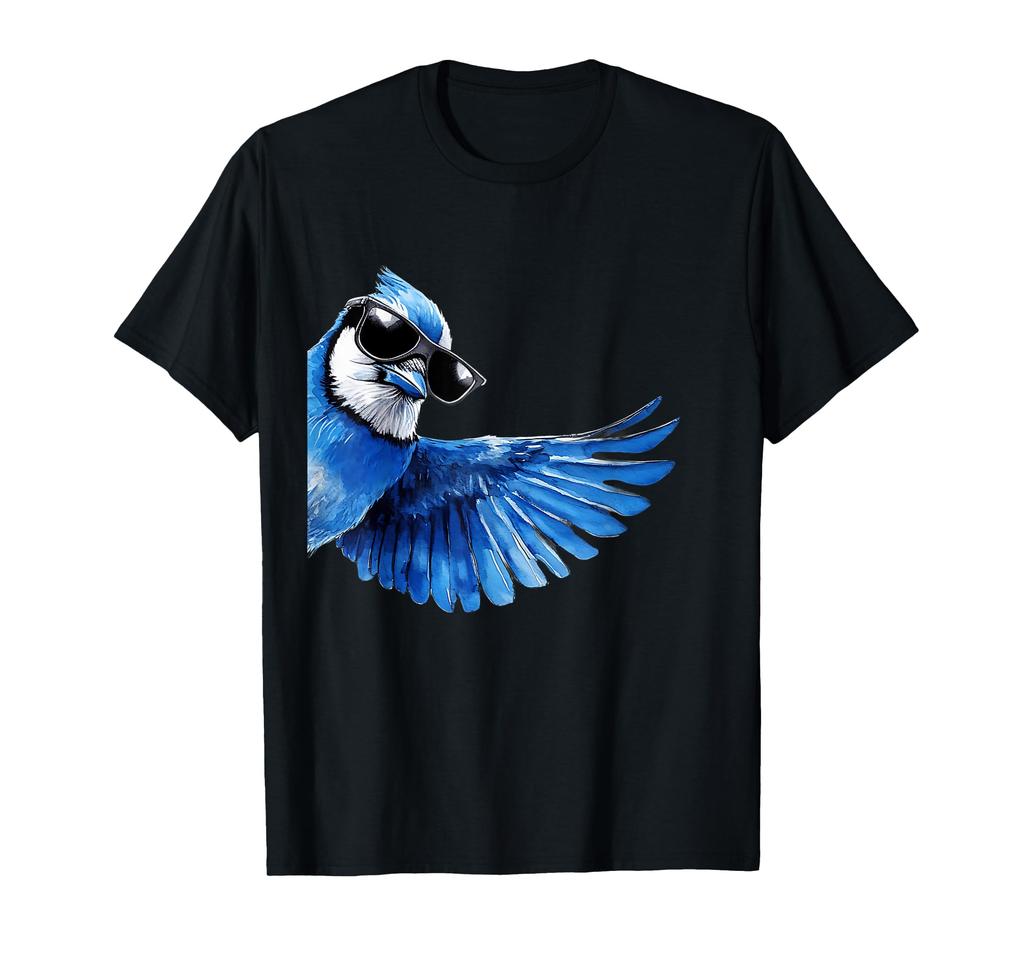 Cool Blue Jay Sunglasses Funny Side Pose Bird Lover T-Shirt
