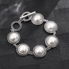 Vintage Style Electroplated Antique Silver Bracelet Candy Color Stone Pearl Bracelet Fashionable Women's Jewelry Bracelet