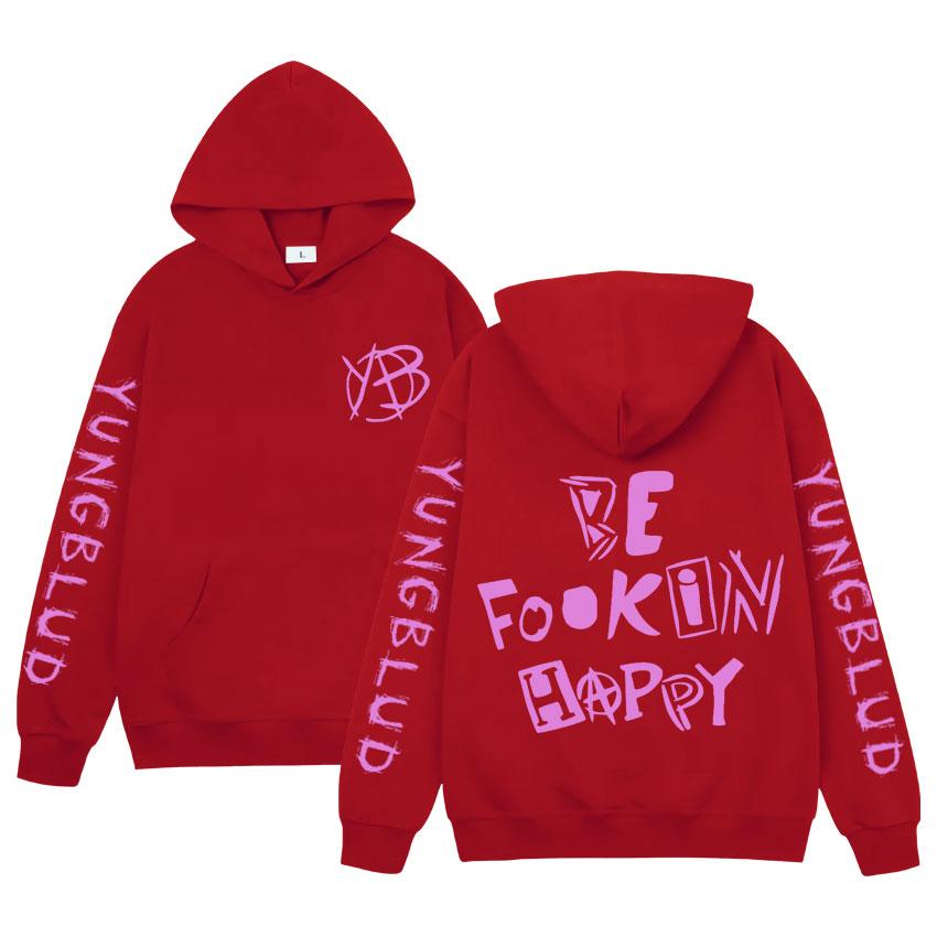 Rock Singer Yungblud Be Fookin Happy Hoodies Mens Women Long Sleeve Hip Hop Oversized Pullover Harajuku Loose Sweatshirts Unisex