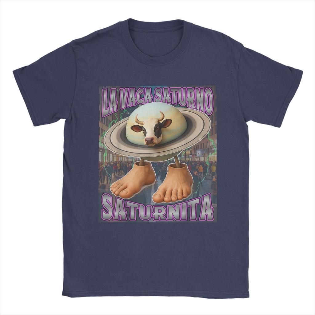 Casual T-shirt Sommar Saturnita La Vaca Saturno Italiensk Hjärnröta Mode T-shirts Tee Shirt för Man Kortärmade Tees