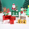 Christmas  Wooden Calendar with Blocks,Santa Snowman Deer Decor for Holiday/Farmhouse/Kitchen/Table/Room, Children Toys & Gifts