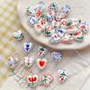 5 Stück/Set Kleine Herzform Keramikperlen Beidseitig Handbemalte Blumenperlen Basteln