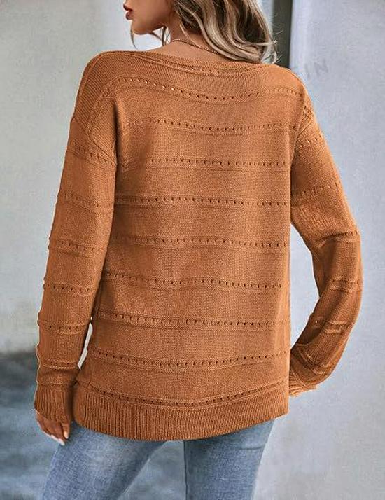 2026 Autumn/Winter European & American Loose Round Neck Knit Sweater, Women's Long Sleeve Solid Color Versatile Pullover