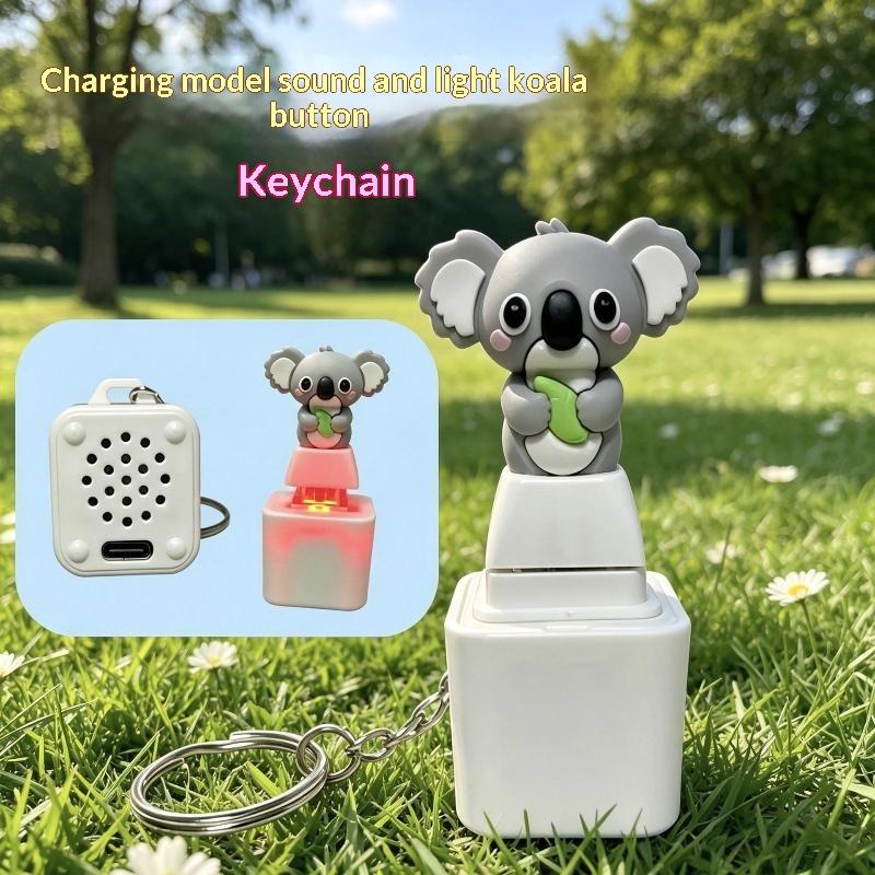Cute Rechargeable Koala Keychain Type C Charging Sound Light Button Bag Pendant Gift For Friends Travel Lovers