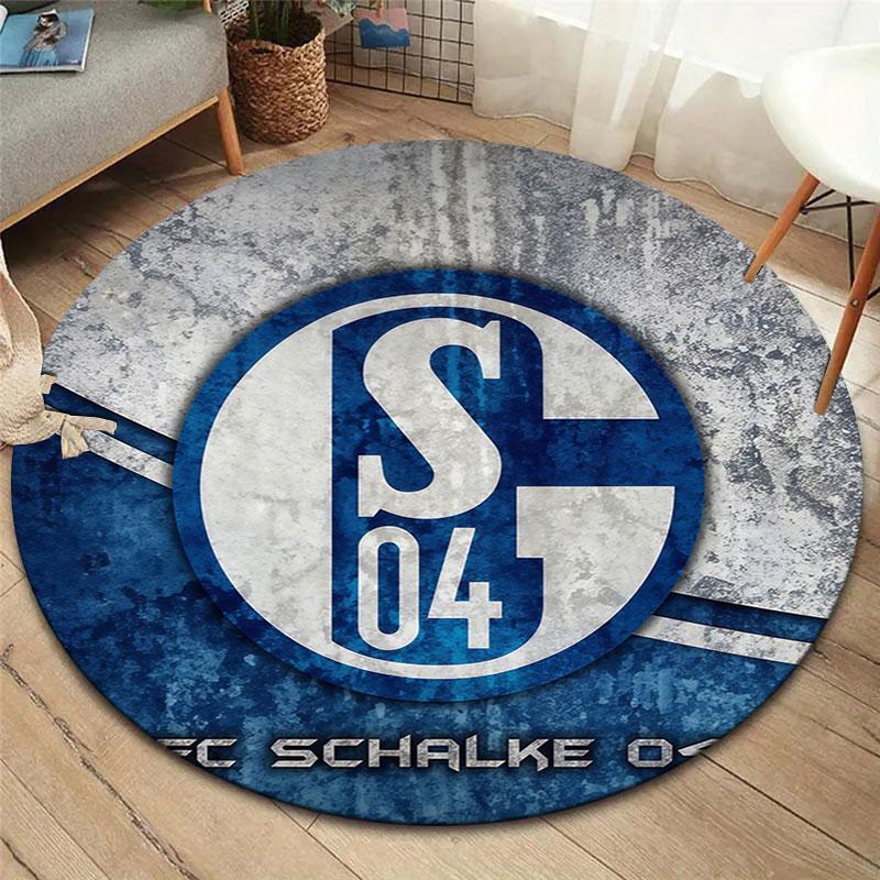 FC Schalke 04 Round Area Rug,Carpet Rug for Living Room Bedroom Sofa Playroom Decor,Non-slip Floor Mat