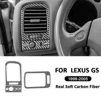 For LEXUS GS 1998-2005 Carbon Fiber Car Trument Panel Left Right Air Outlet Adjustment Trim Frame Interior Decoration Sticker