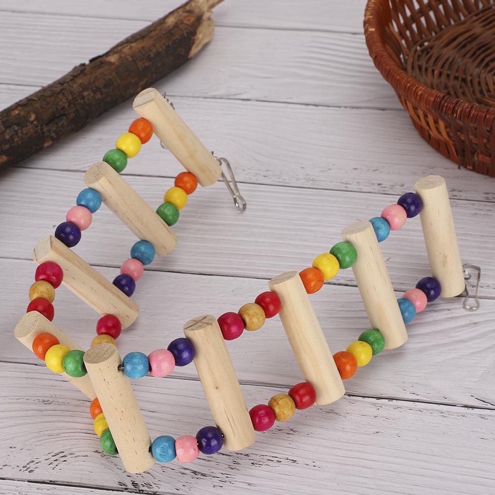 Wood Pet Parrot Suspension Bridge Climbing Toy Bending Freely Playing Supply6x39cm