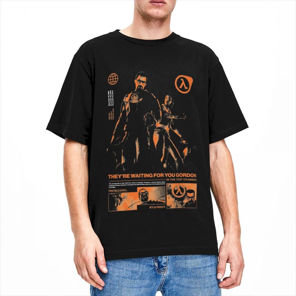 Übergroßes T-Shirt Videospiele HALFS LIFES V4 Baumwoll-T-Shirts Trendiges T-Shirt für Männer Sommer Y2K Retro Lockere Kurzarm-Tops