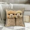 45X45Cm Christmas Retro Two Alpaca Print Pillow Cover Winter Cushion New Year Home Decor Sofa Pillowcase Car Cushion Cover