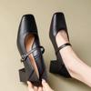 Temperament Coarse Heel Small Leather Shoes Women's Spring and Summer New French Single Shoes Gentle Square Head with Skirt Mary Jane Shoes
