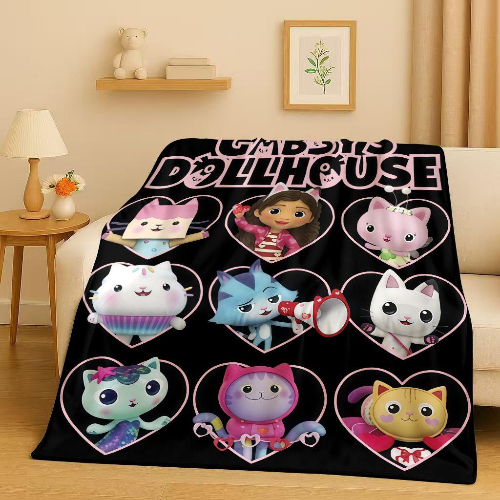 HD Niedliches Gabi's Puppenhaus Cartoon Flanelldecke, Ultra Weiche Warme Plüschdecke für Zuhause Schlafzimmer Bett Sofa Abdeckung Picknick Mädchen Geschenk