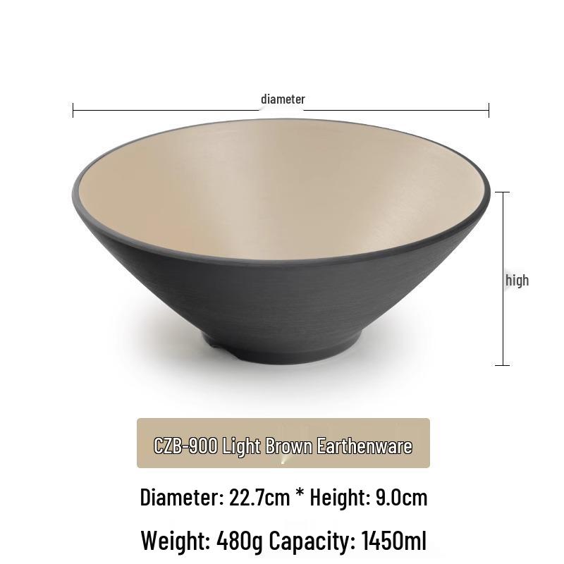 Large Frosted Melamine Ramen Bowl - Japanese-Style Restaurant Noodle Bowl for Mala Tang, Luosifen, Soup, and Rice Noodles