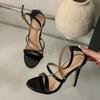 Fashion Liyke Gold Snake Print Leather Ankle Strap Sandals Women Summer Fashion Open Toe Gladiator High Heels Party Dress Shoes Size 42