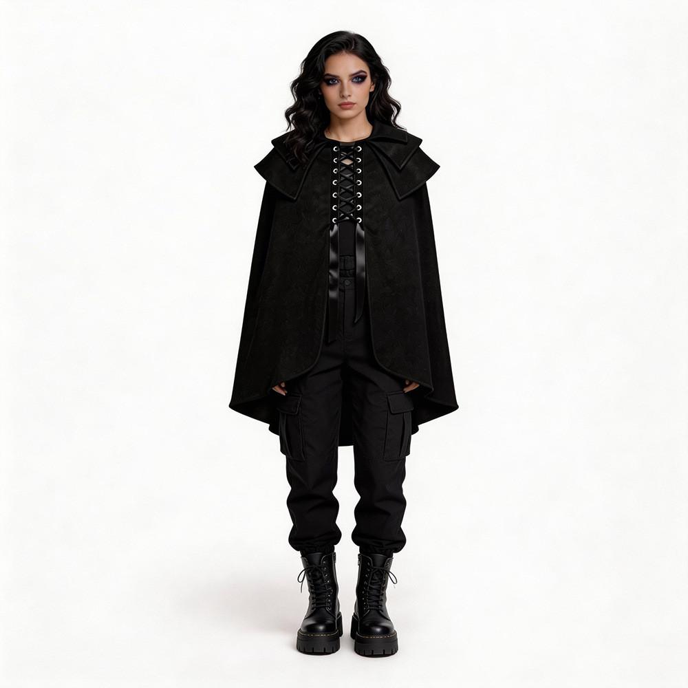 Gothic Costume Cloak For Cosplay With Polyester Fabric For Halloween Stage Performance