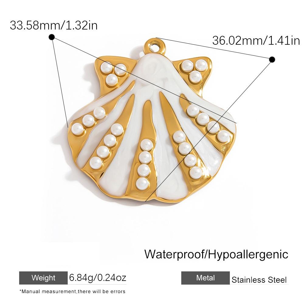 Sommer Meeresstil Bunter Muschel Seestern Anhänger 18K Vergoldeter Edelstahl Geschenk Schmuck