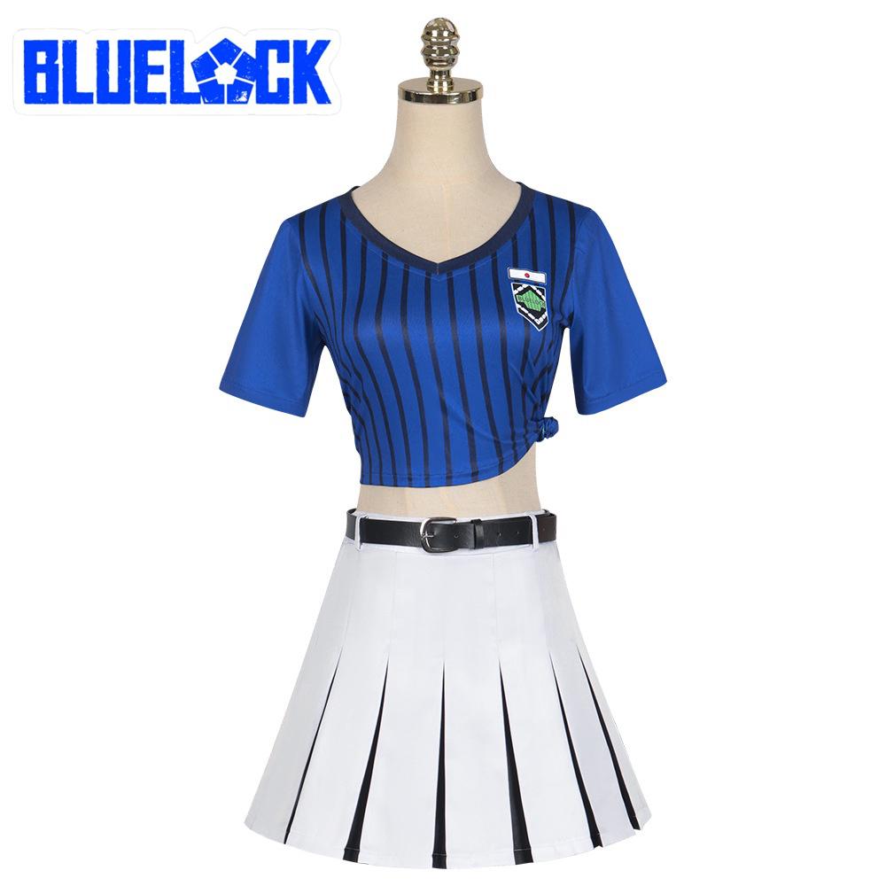 Lock Teieri Blue Anri Cosplay Costume Cheerleading Skirt Dress Uniform Party