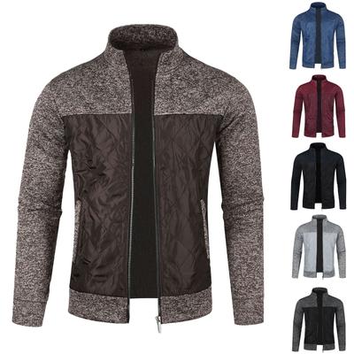Men's Spring Autumn Stand Collar Solid Color Cardigan Jacket Men's Casual Cardigan Jacket
