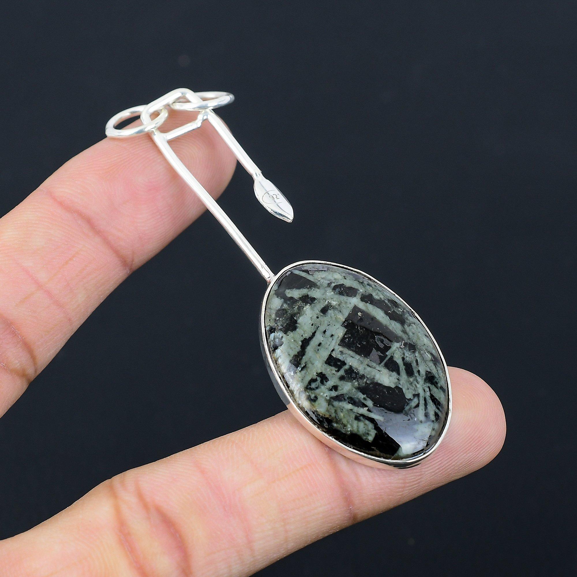 Mothers day Deal 925 Silver Oval Natural Star Galaxy Jasper Handmade New Pendant