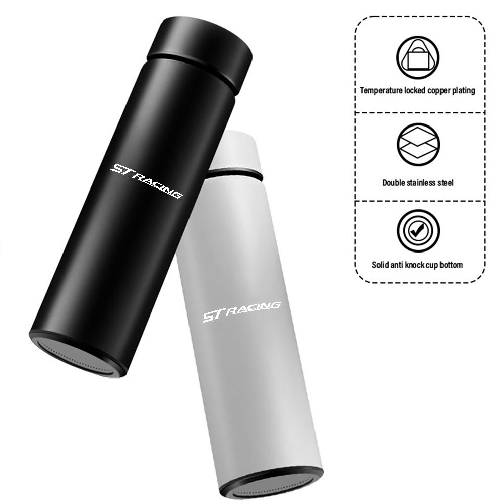 Stainless Steel Car Logo Thermos Mug Thermal Bottle Temperature Display Cup For Ford Focus Fiesta Mustang ST Kuga Mondeo Ranger