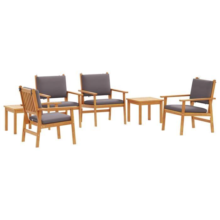 6-piece Garden Dining Set with Acacia Wood Cushions 3331816