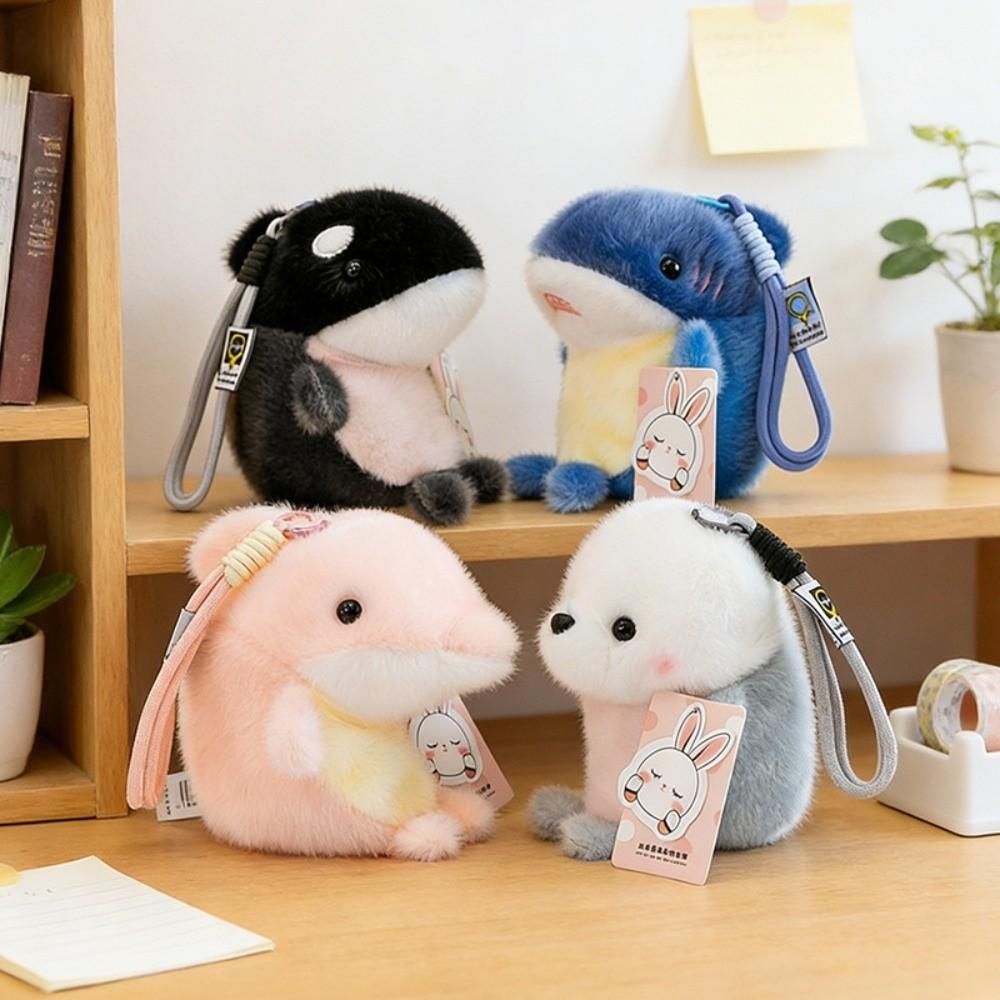 Marine Animal Plush Keychain Orca Seal Key Chain Birthday Gift Dolphin Bag Pendant  Boys