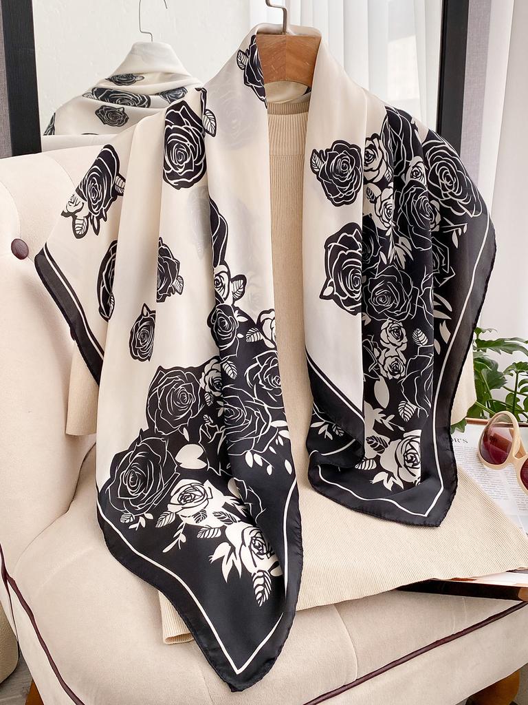 New Silk Square Scarf Women Luxury Floral Print Kerchief Soft Satin Hairband Hands Bag Ribbon Foulard Hijab Neckerchief Headband