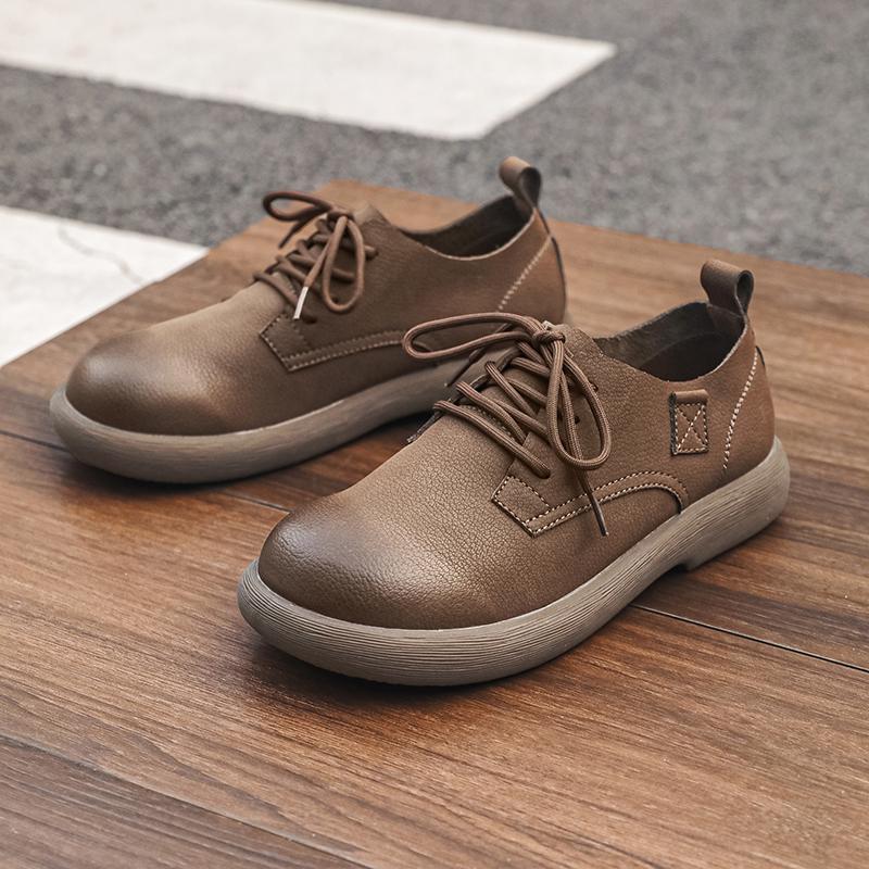 Fashion Breathable Lace-Up Flats for Men Soft Lightweight Walking Shoes Comfortable Business Dress Footwear Men's Leather Casual Shoes