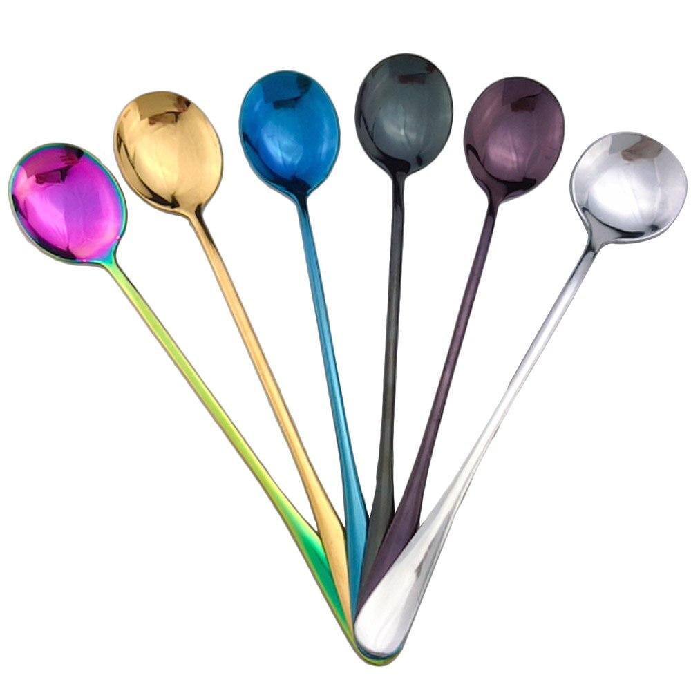 New Primary Color Dinnerware Coffee Spoon Tea Cafe Scoop Long Handle Spoons Flatware Coffee Drinking Tools Kitchen Accessory