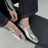 Round Head Leather Single Shoes Four Seasons Single Shoes New Beef Tendon Sole Fashion Single Shoes Women's Buckle Non-slip Soft-soled Sheepskin