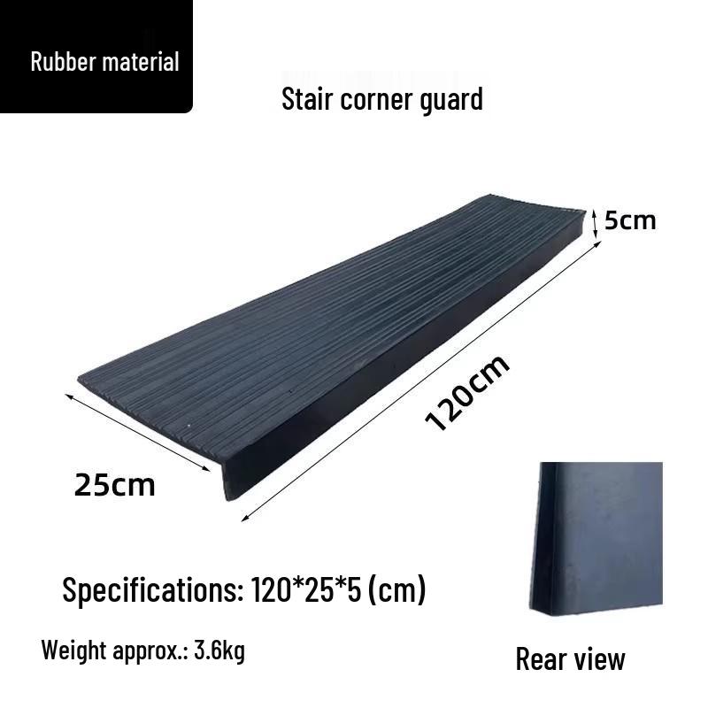 1.2m Rubber Stair Tread Mat - Corner Protector & Anti-Slip Construction Grid