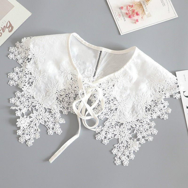 Fashion Embroidery Hollow Cotton Finished Lace Fake Collar Shawl Shopping Travel Camping Party Personalized Decoration Cloak