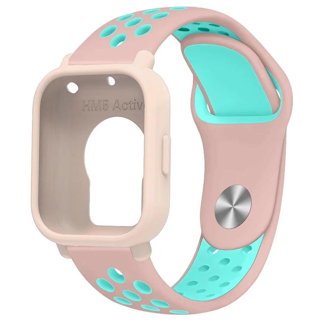 

Чехол+Ремешок Совместимый для Redmi Watch 5 Active/5 Lite Ремешок 22 мм Двухцветный Дышащий Спортивный Силиконовый Ремешок Мягкий Полый Защитный Redmi Watch 5 Lite