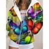 Damen Kapuzenpullover mit Reißverschluss, 3D-Druck, Mode, Lässig