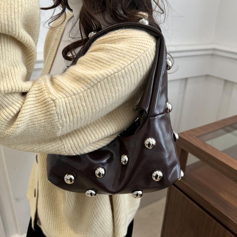 Personalized Pu Rivet Shoulder Bags Solid Color Crossbody Bag High-End Women Handbag Luxury Brand Satchel Small Tote Bag