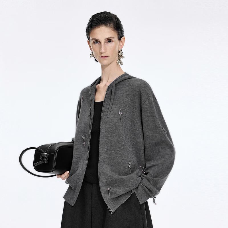 JNBY 26 Spring New Hooded Wool Knit Cardigan
