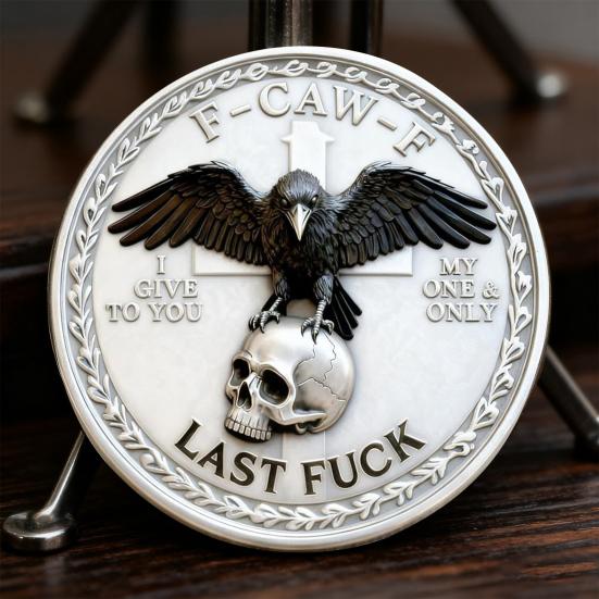 1/2/3Pcs Raven Skull Souvenir Coin Double-Sided Attitude Crow Challenge Coin Token of Freedom Humor