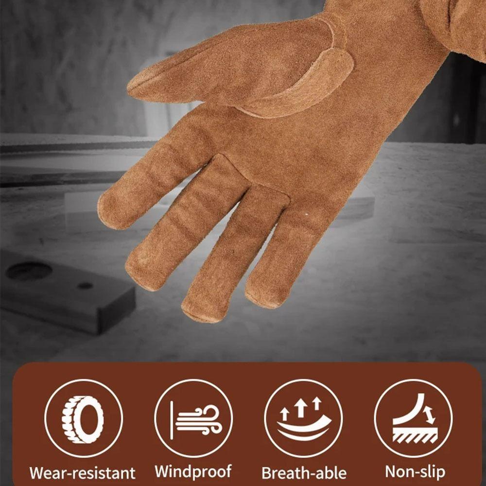 1Pair Leather Welding  Gloves Hand Protection Labor Protective Gloves  Picking Heavy Lifting