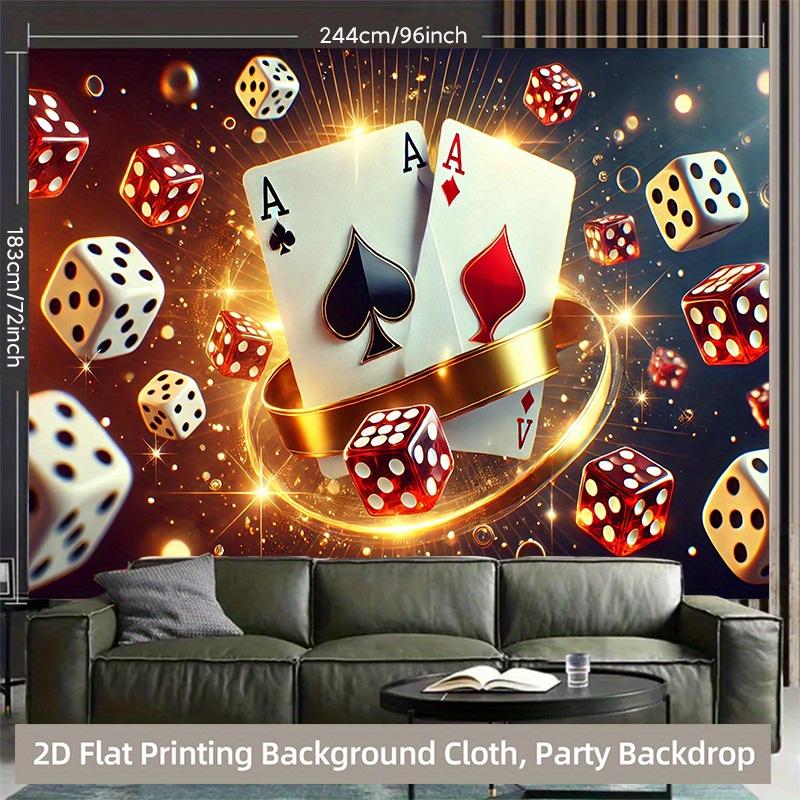 1 piece of 2D background fabric playing cards and dice floating randomly in the air polyester background fabric
