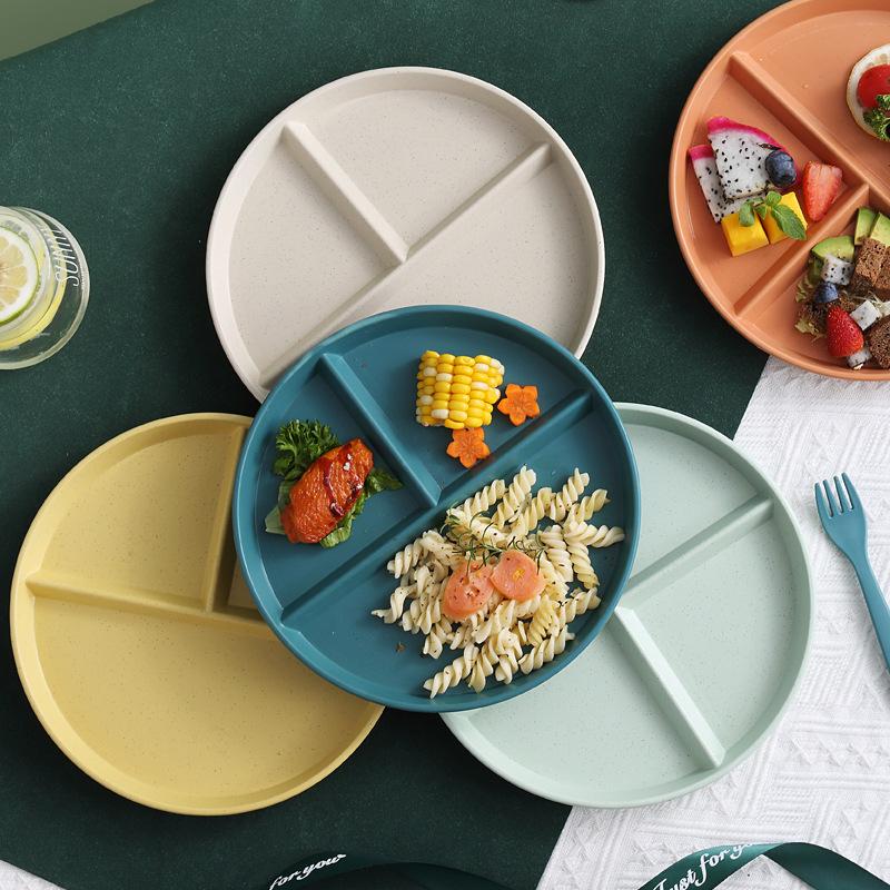 8 Styles Eco-Friendly Wheat Straw Divided Plate Fruit Salad Food Tray Dinner Plate Compartment Plate Kitchen Dinnerware Plates