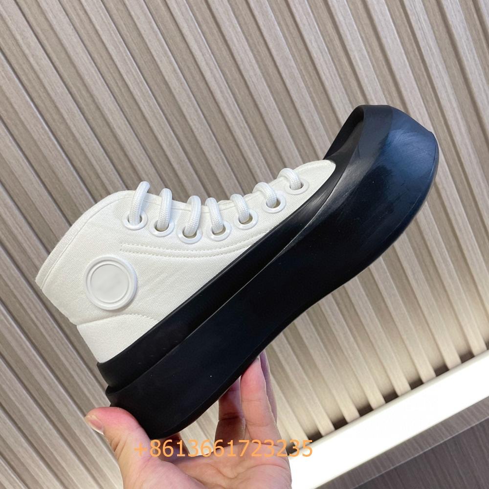 

Black/white/green Mixed Color Sneakers Women/men Shoes 4.5Cm Platform big Round Toe Lace-Up High Top Canvas Sneakers 44