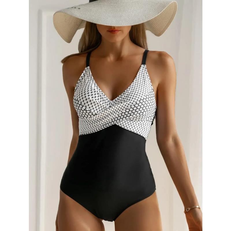 2025 Swimming Suit for Women One Piece Swimsuit Plus Size Swimwear Sexy Deep V-neck Bodysuit Bikini Thong Monokini Bathing Suit