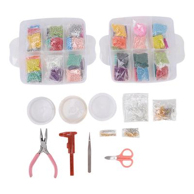 Jewelry Making Bead Kit Acrylic DIY Barrel Beads Lobster Clasp Scissors for Bracelet Necklace Earrings