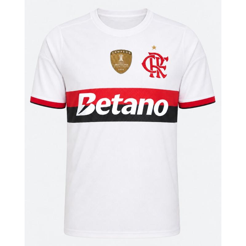 Flamengo 26-27 Home Soccer Jersey Red Black Striped Men Short Sleeve Crew Neck Football Shirt Match Training