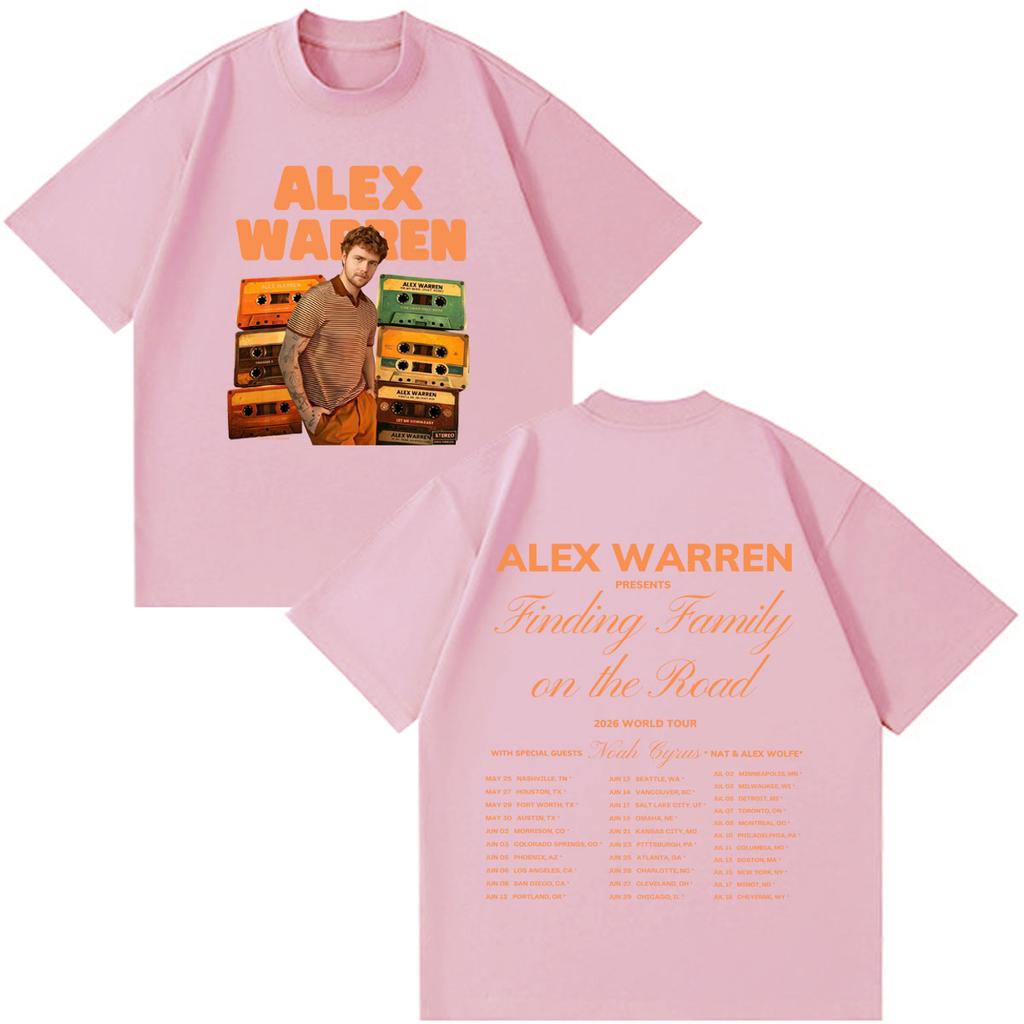 Alex Warren Finding Family On The Road 2026 Tour Print T Shirt Unisex Unisex Fashion Tee Shortsleeved Loose Casual Hiphop T Shirts